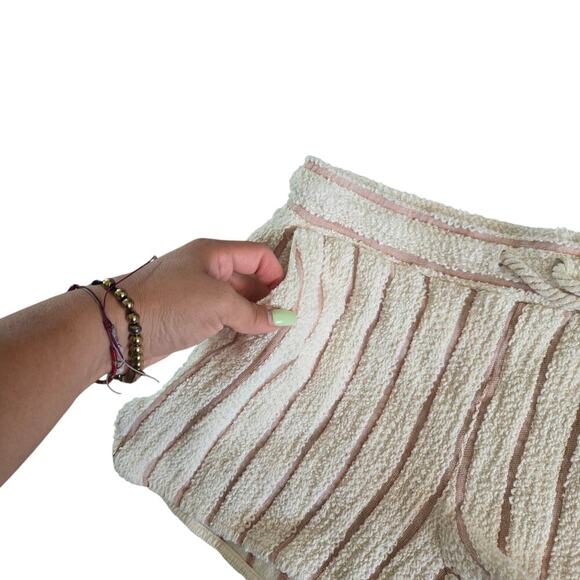 Faherty Women's Pacifica Terry Cloth Cream Stripe Drawstring Coastal Shorts- S - Picture 4 of 5